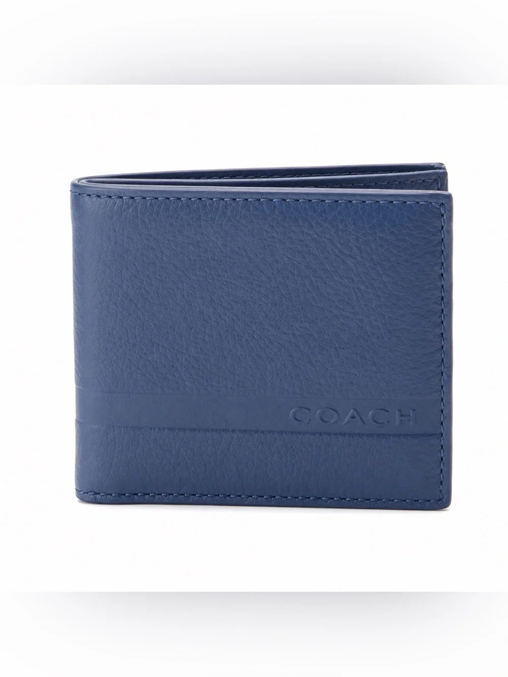 Coach Men's Leather Card Holder Wallet in Deep Blue